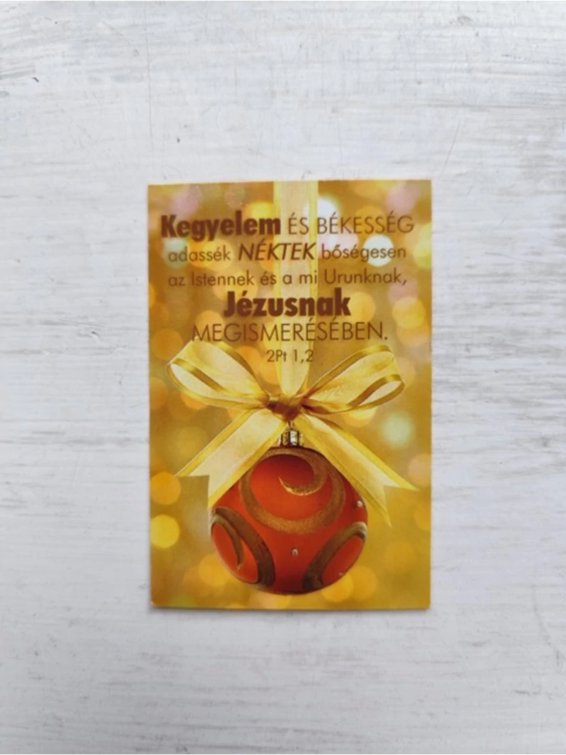 Kegyelem és békesség… – piros gömb – Minikártya csomag, karácsonyi