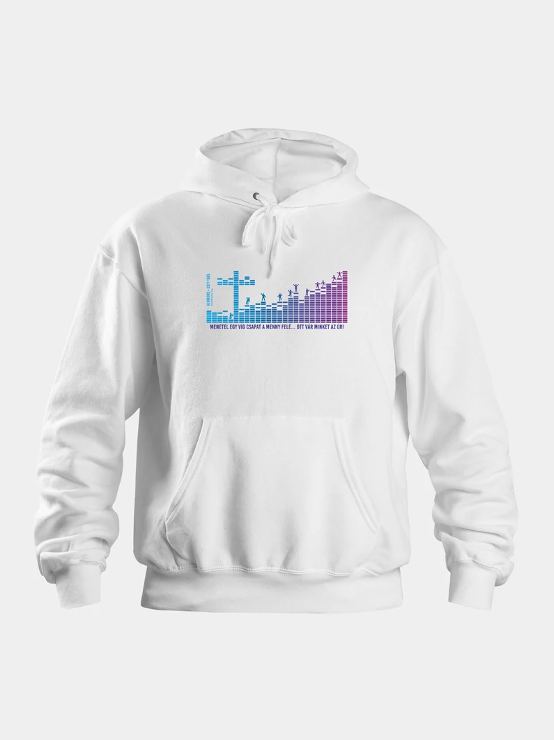 Menetel egy víg csapat... – Uniszex kapucnis pulóver (fehér) – XL-es méret