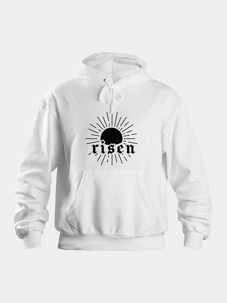 Risen – Uniszex kapucnis pulóver (fehér) – M-es méret