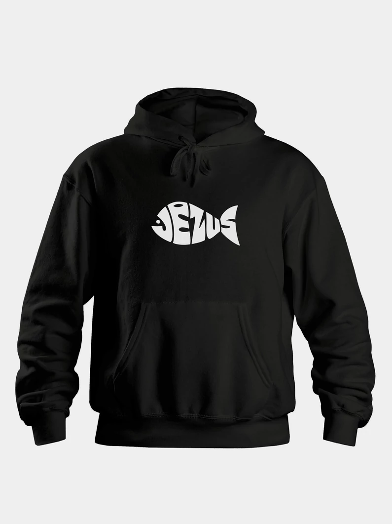 Jézus-hal – uniszex kapucnis pulóver