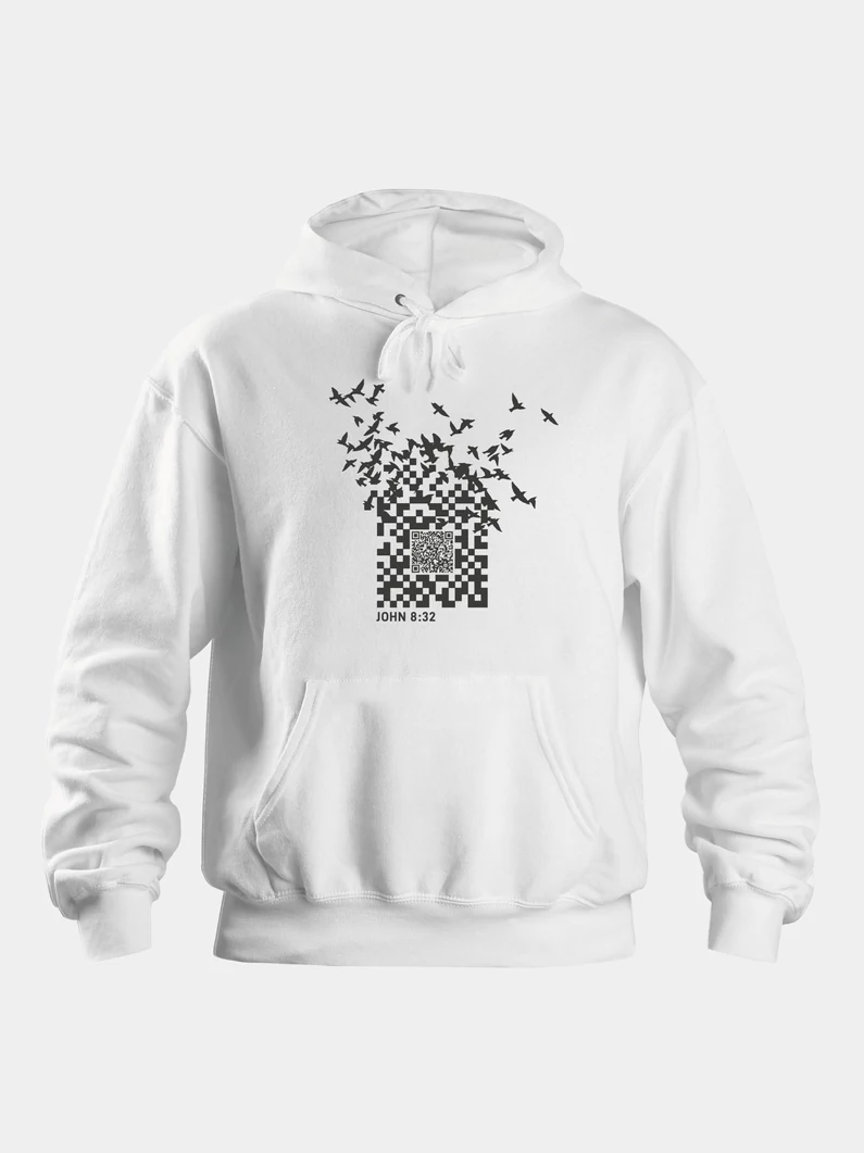 QR-kód – uniszex kapucnis pulóver