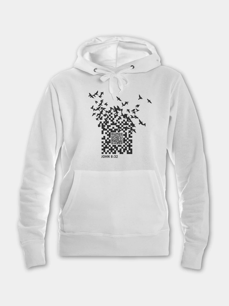 QR-kód – női kapucnis pulóver