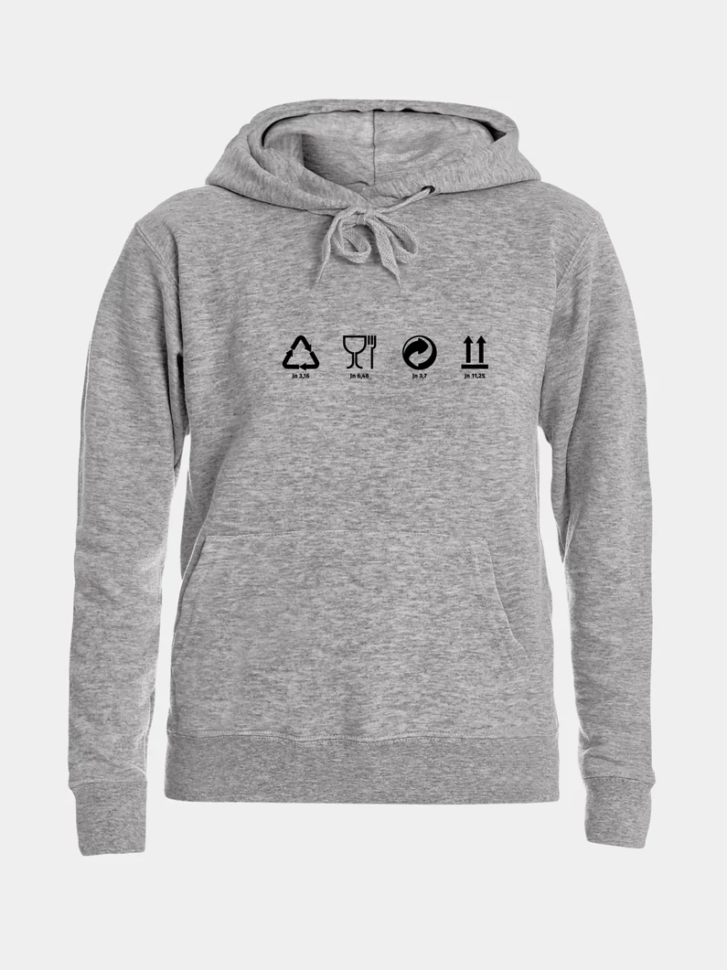 Csomagolásikonok – női kapucnis pulóver