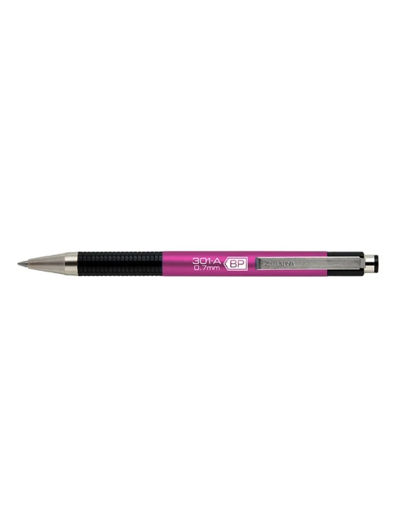 Golyóstoll kék tintával – Zebra F-301A, BP 0,7 mm – Rózsaszín