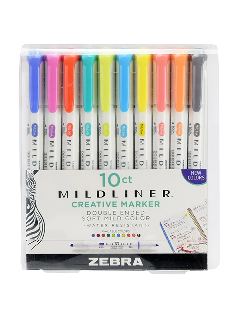 Szövegkiemelő, kétvégű – Zebra Mildliner Soft Mild Colors – 10 db/készlet