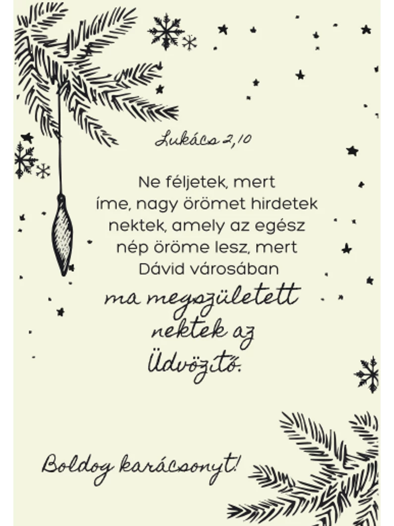 Ne féljetek, mert íme, nagy örömet hirdetek (krémszínű) – képeslap csomag (10 db) – karácsony