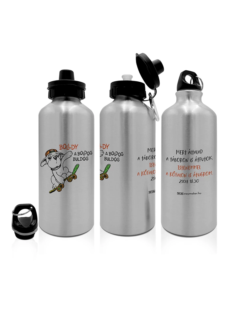 Bolldy, a boldog bulldog – kulacs – „Istenemmel a kőfalon is átugrom”