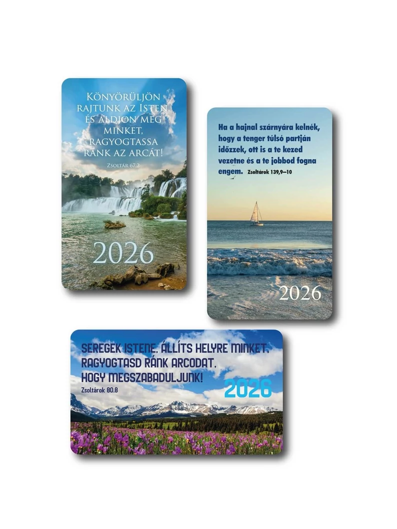 2026 Kártyanaptár csomag (3x10 db) – tenger, vízesés, hegy