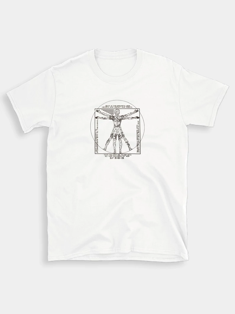 Szélesség, hosszúság – uniszex póló (fehér) – S