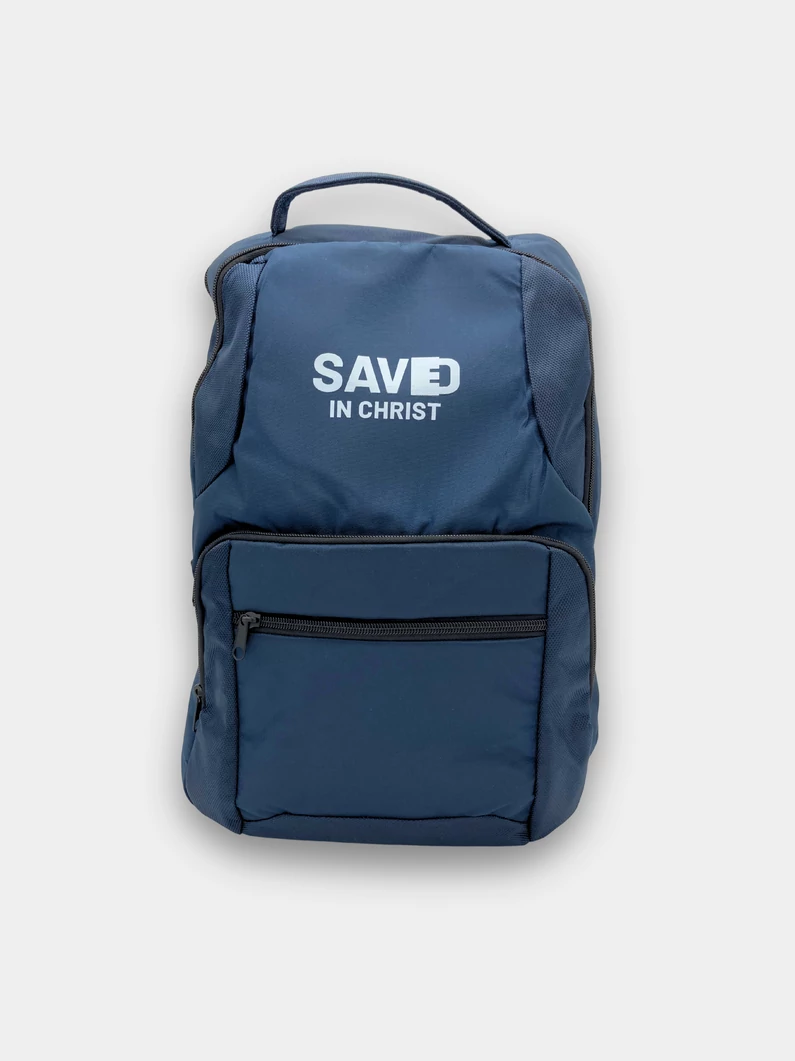Saved in Christ – hátizsák laptoptartóval – sötétkék