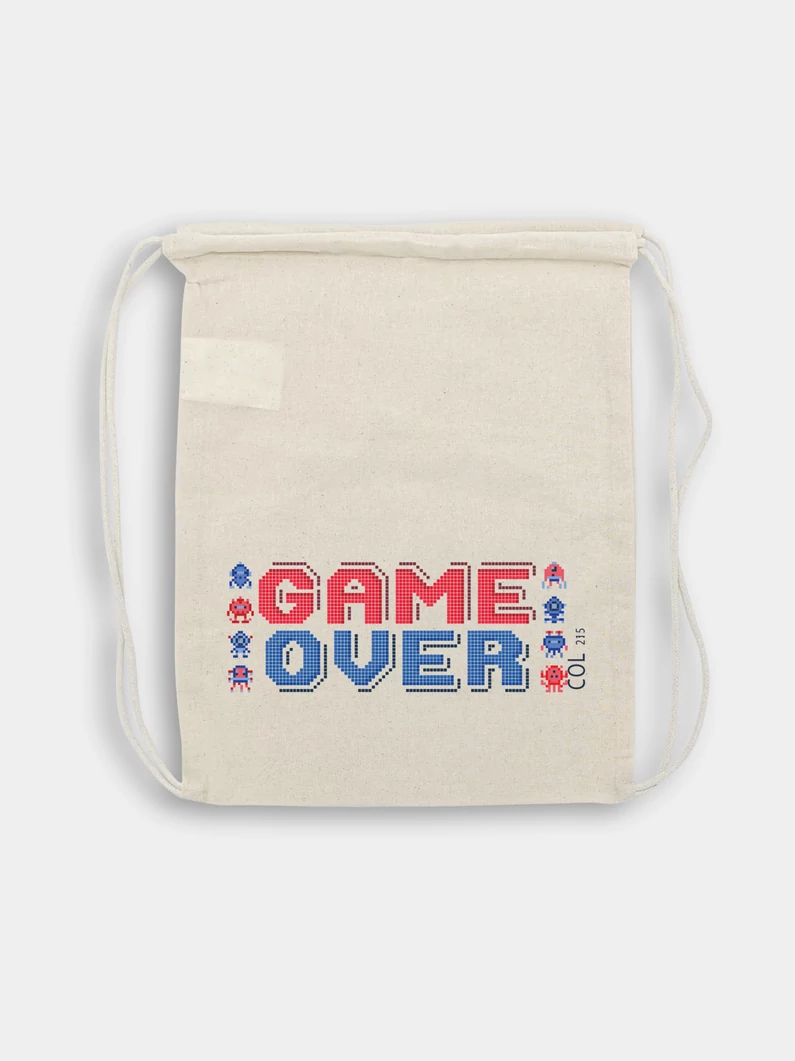 „Game Over”– Natúr színű tornazsák