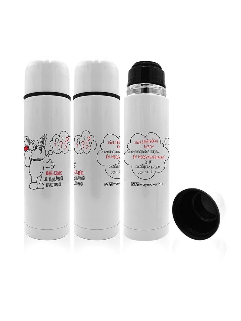 „Hívj segítségül engem…” – termosz – Bolldy, a boldog bulldog